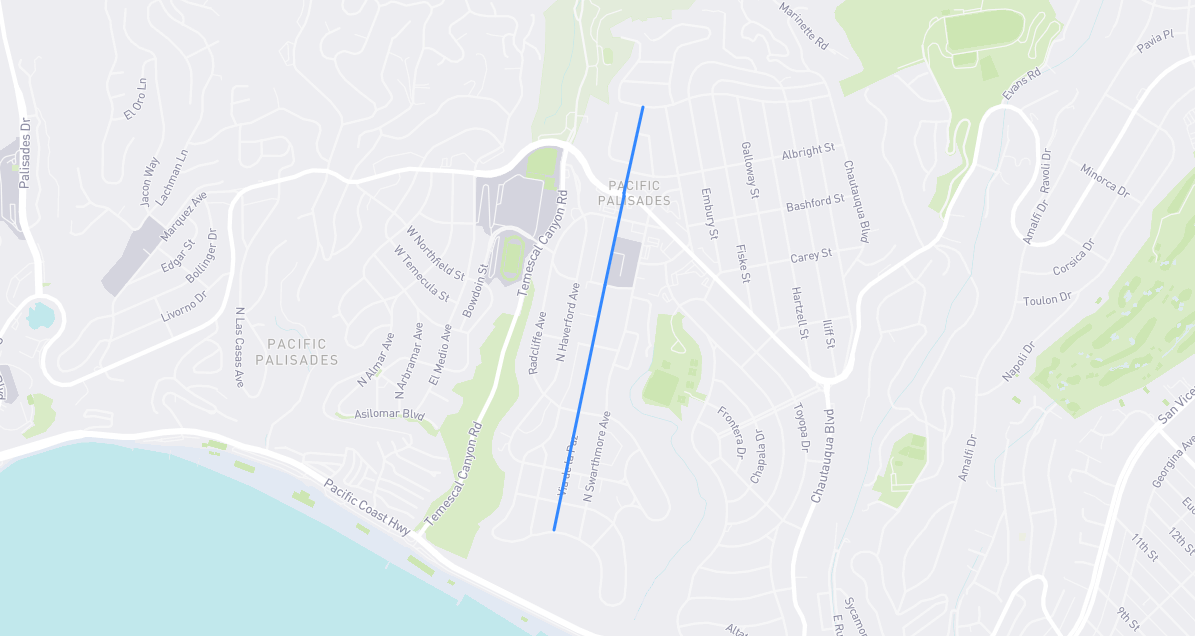 Map of Via de la Paz in Los Angeles County, California