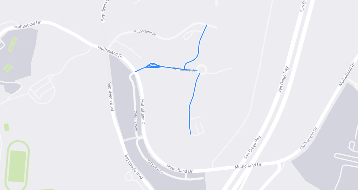 Map of Walt Disney Drive in Los Angeles County, California