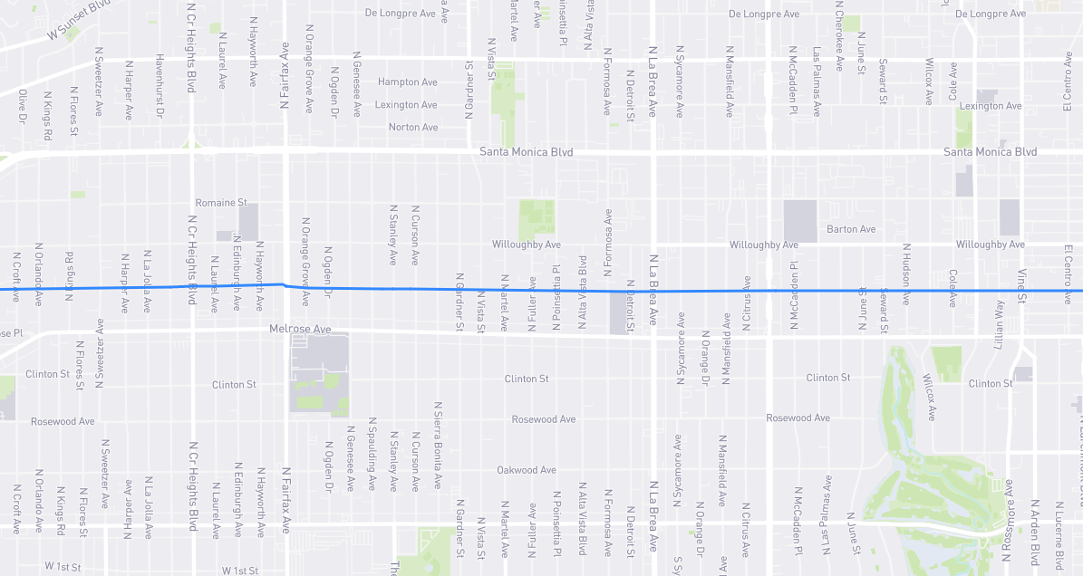 Map of Waring Avenue in Los Angeles County, California