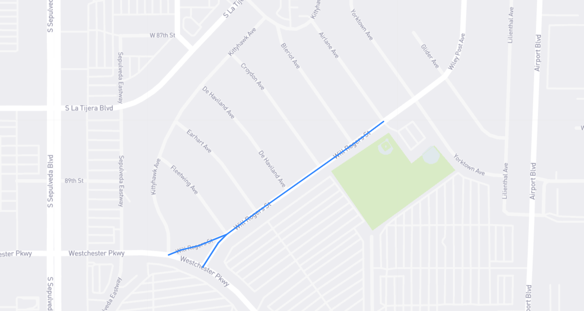 Map of Will Rogers Street in Los Angeles County, California
