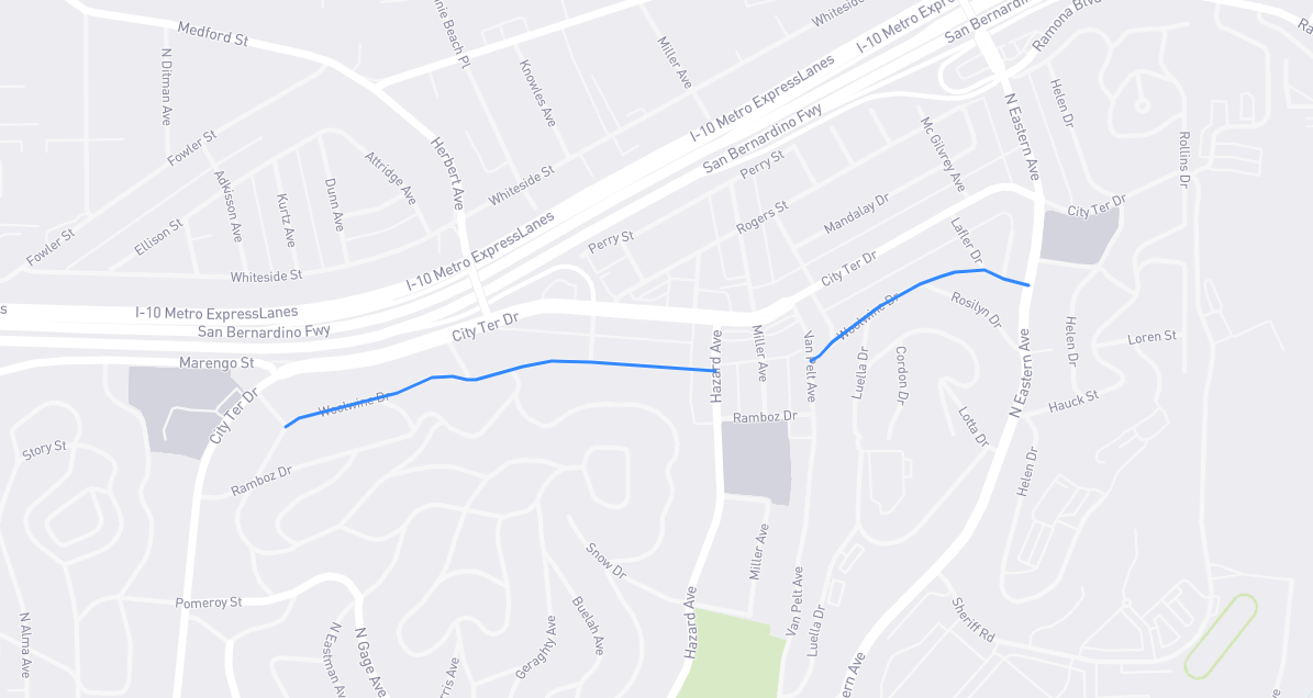 Map of Woolwine Drive in Los Angeles County, California