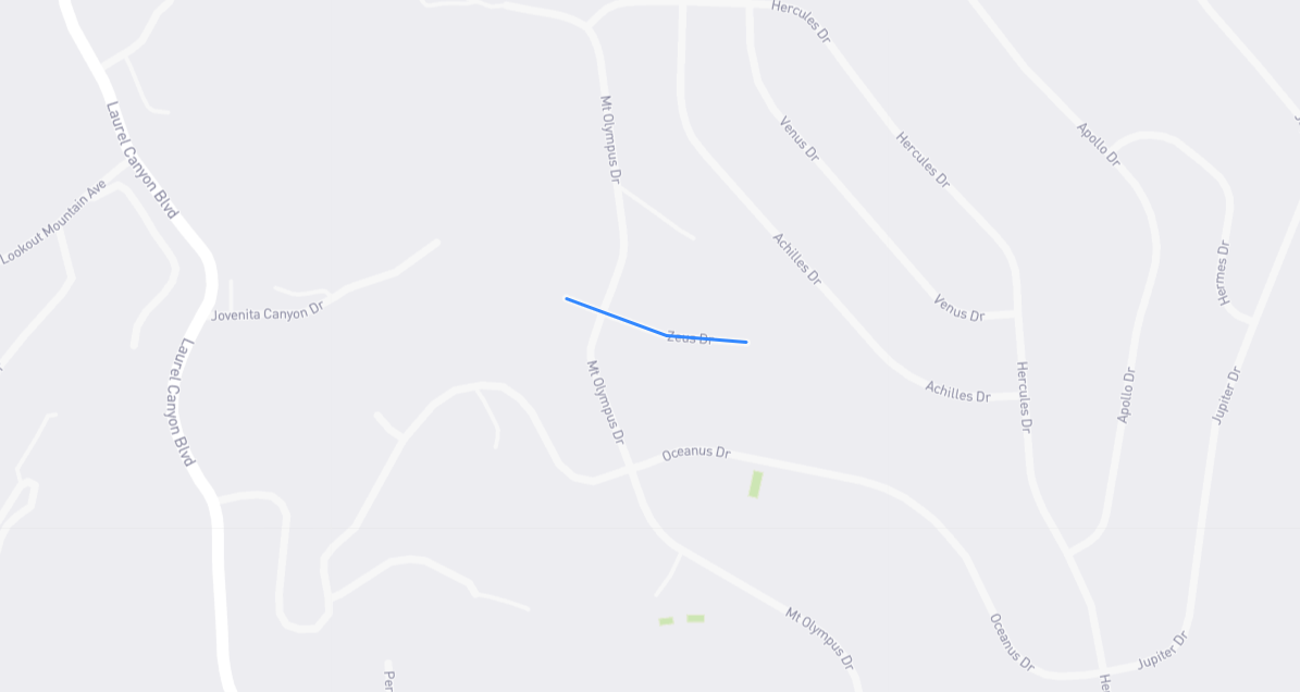 Map of Zeus Drive in Los Angeles County, California