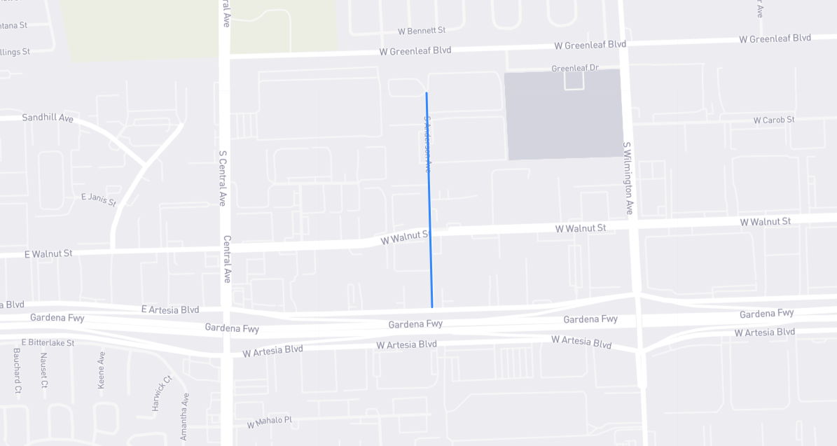 Map of Anderson Avenue in Los Angeles County, California