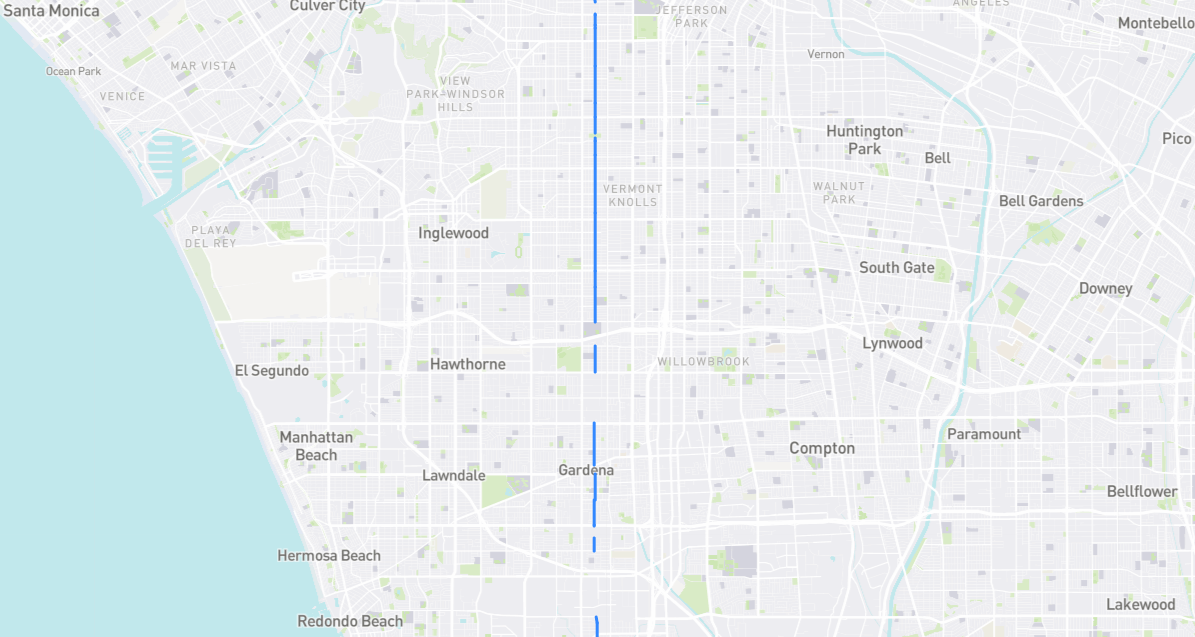 Map of Denker Avenue in Los Angeles County, California