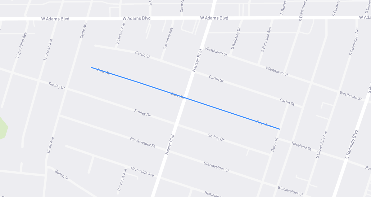 Map of Geer Avenue in Los Angeles County, California