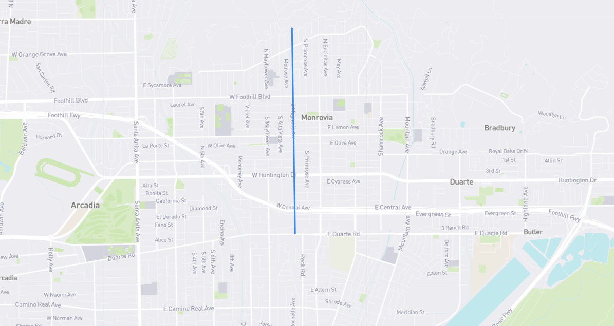 Map of Magnolia Avenue in Los Angeles County, California