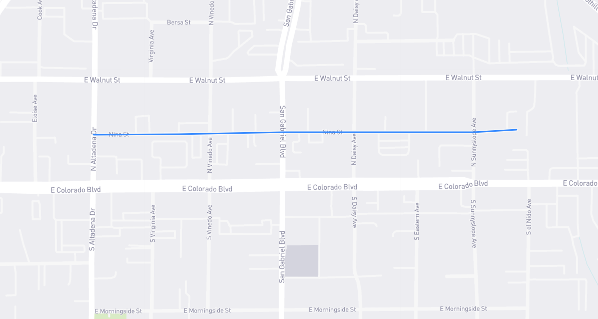 Map of Nina Street in Los Angeles County, California