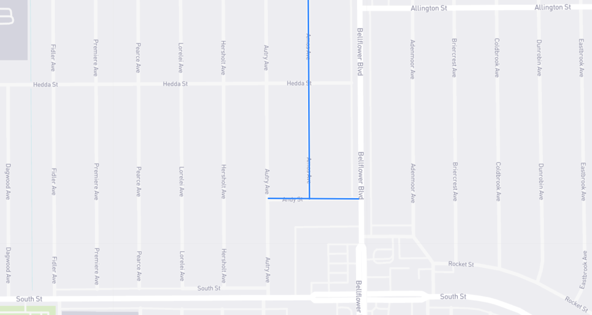 Map of Amos Avenue in Los Angeles County, California