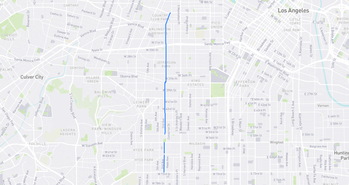 Map of Arlington Avenue in Los Angeles County, California