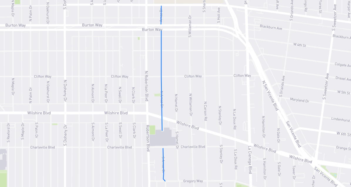 Map of Arnaz Drive in Los Angeles County, California