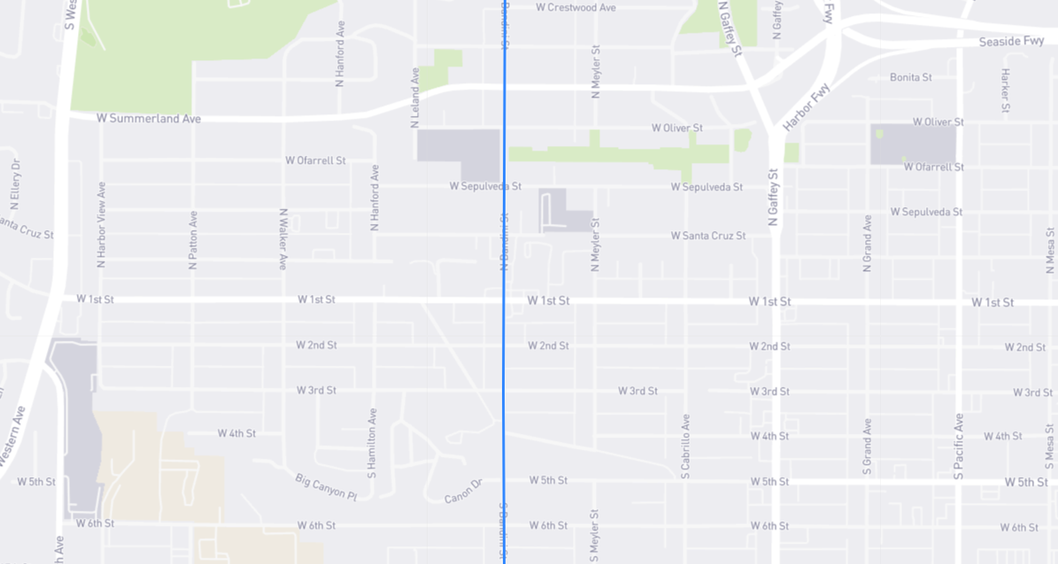 Map of Bandini Street in Los Angeles County, California