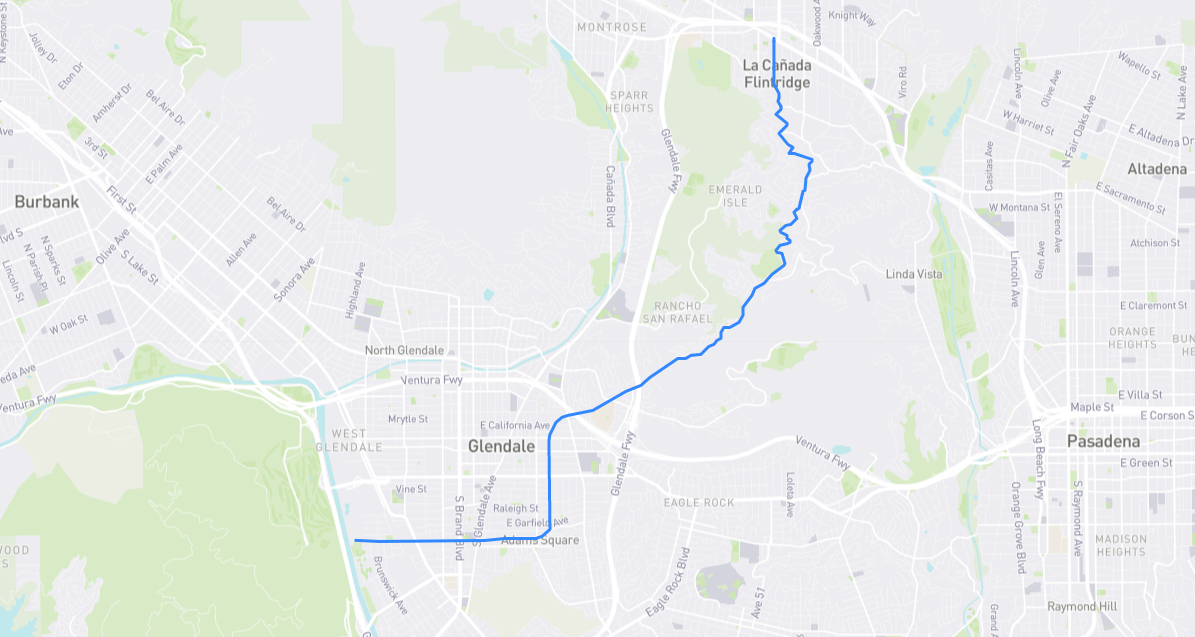 Map of Chevy Chase Drive in Los Angeles County, California