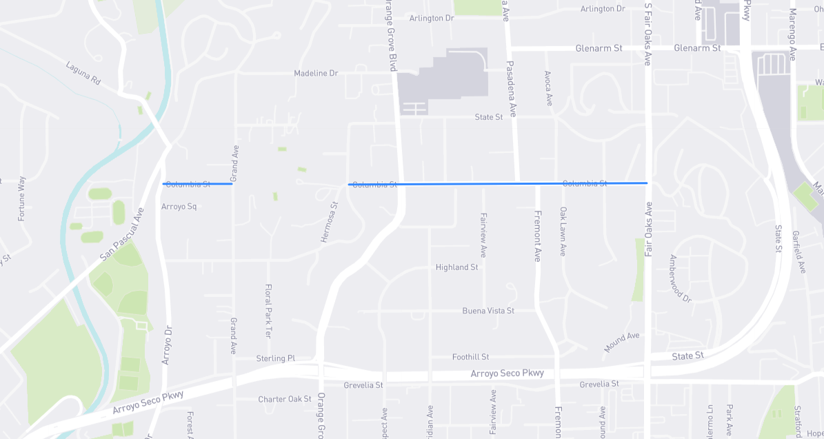 Map of Columbia Street in Los Angeles County, California