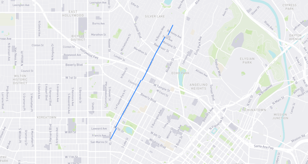 Map of Coronado Street in Los Angeles County, California