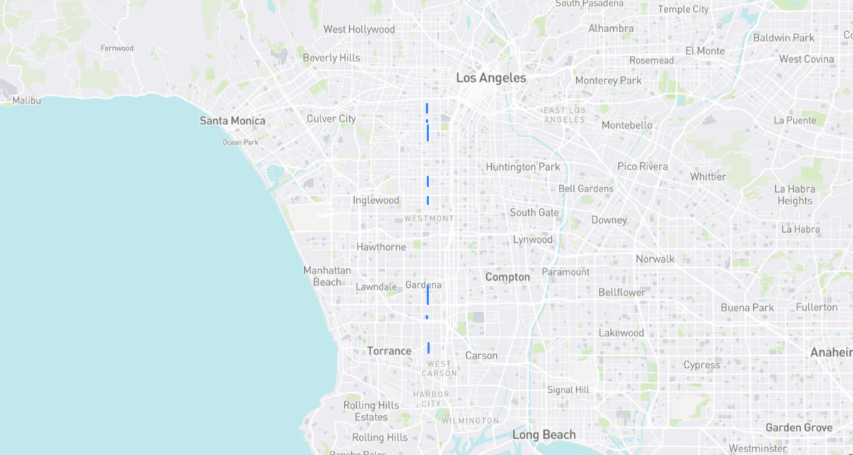 Map of Dalton Avenue in Los Angeles County, California