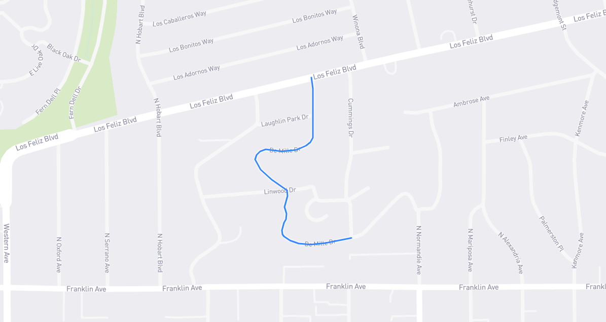 Map of De Mille Drive in Los Angeles County, California