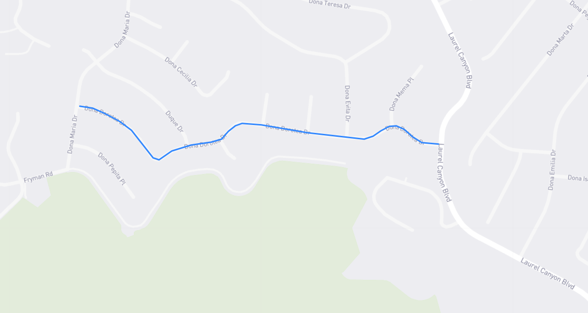 Map of Dona Dorotea Drive in Los Angeles County, California