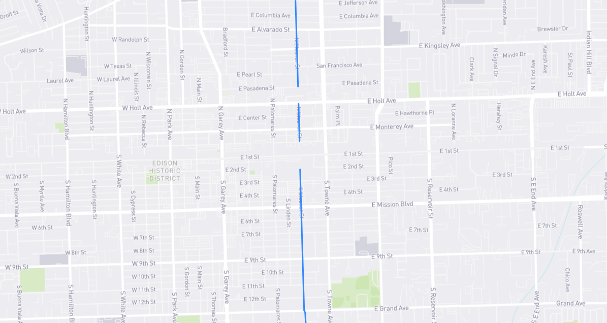 Map of Eleanor Street in Los Angeles County, California