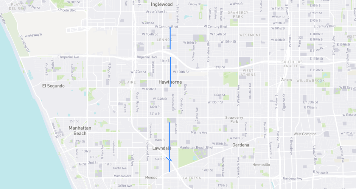 Map of Freeman Avenue in Los Angeles County, California