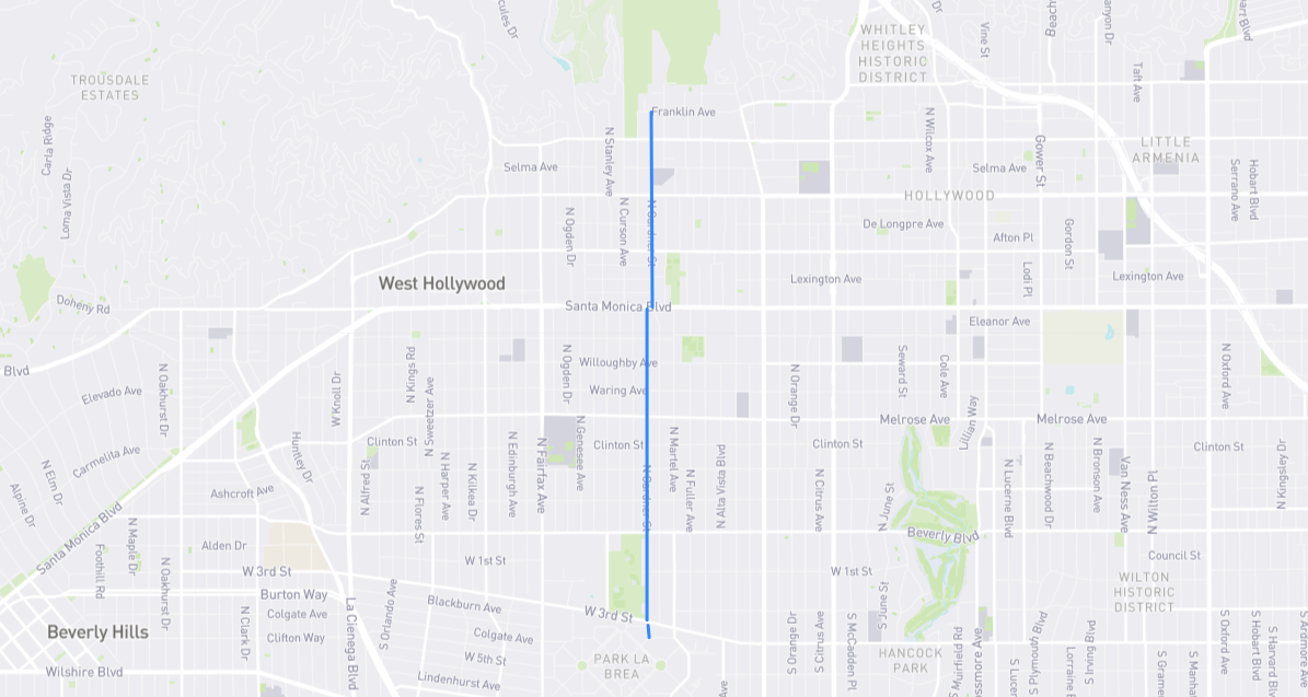 Map of Gardner Street in Los Angeles County, California