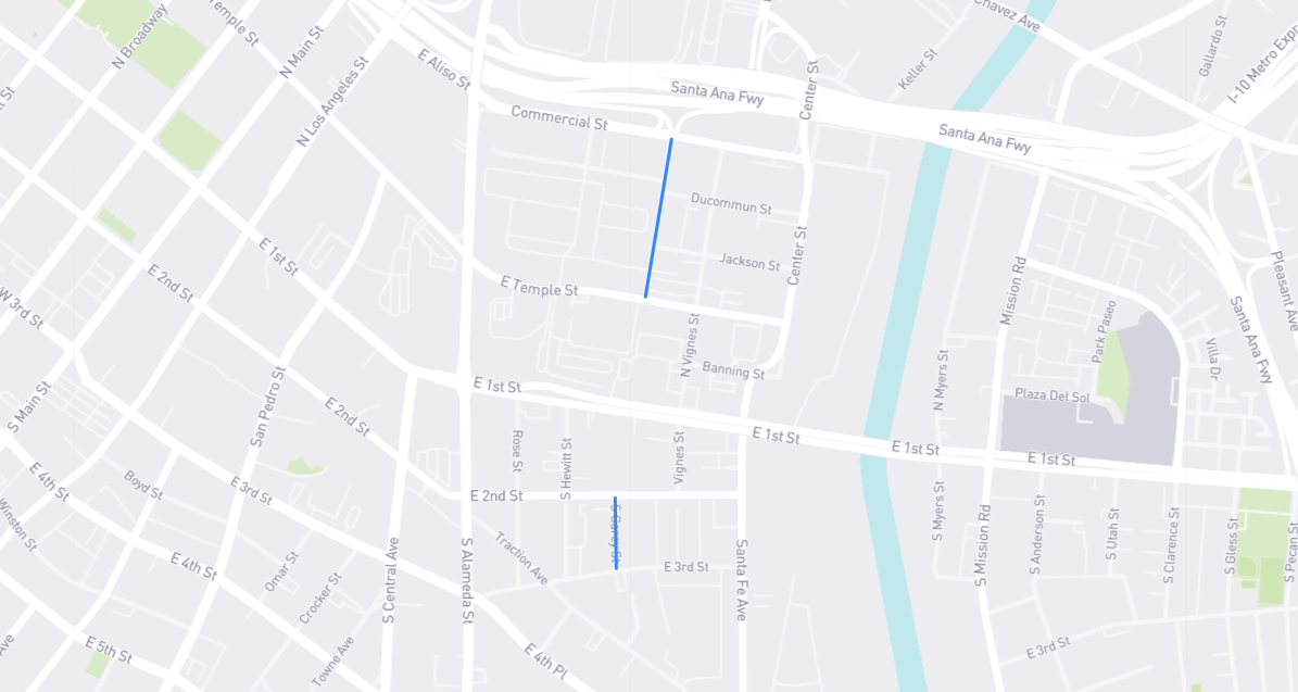 Map of Garey Street in Los Angeles County, California
