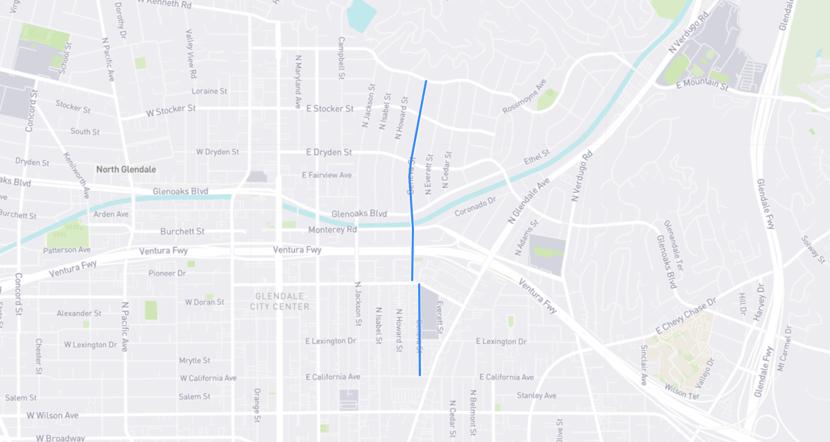 Map of Geneva Street in Los Angeles County, California