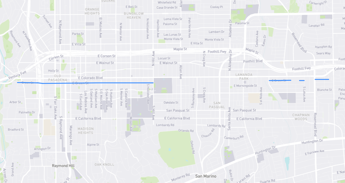 Map of Green Street in Los Angeles County, California