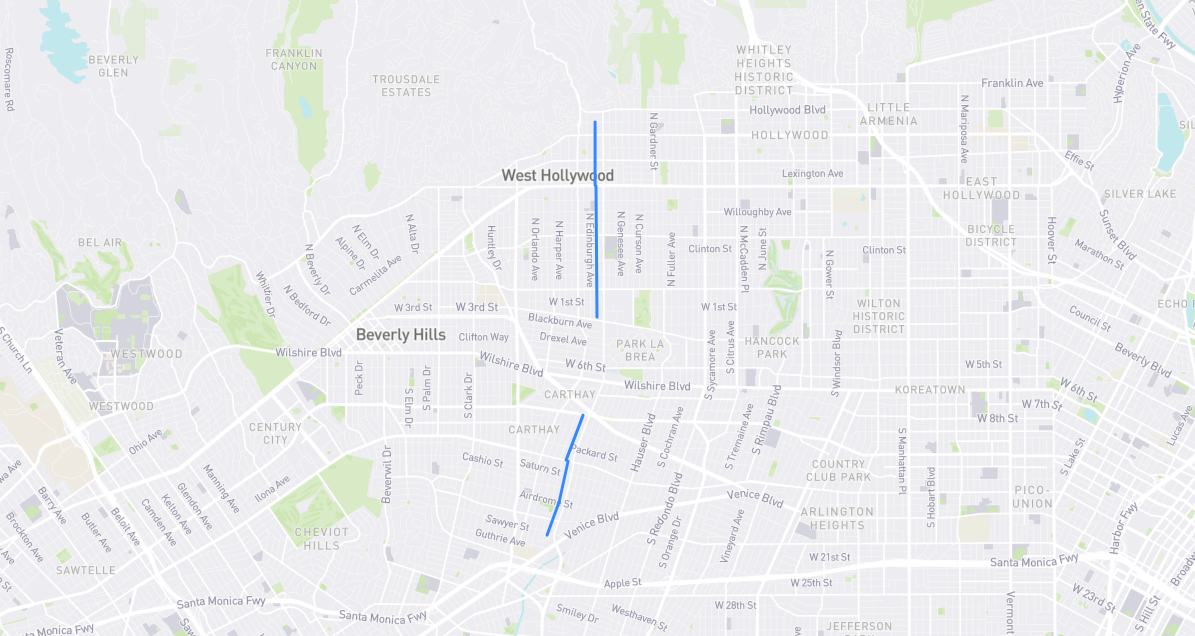 Map of Hayworth Avenue in Los Angeles County, California