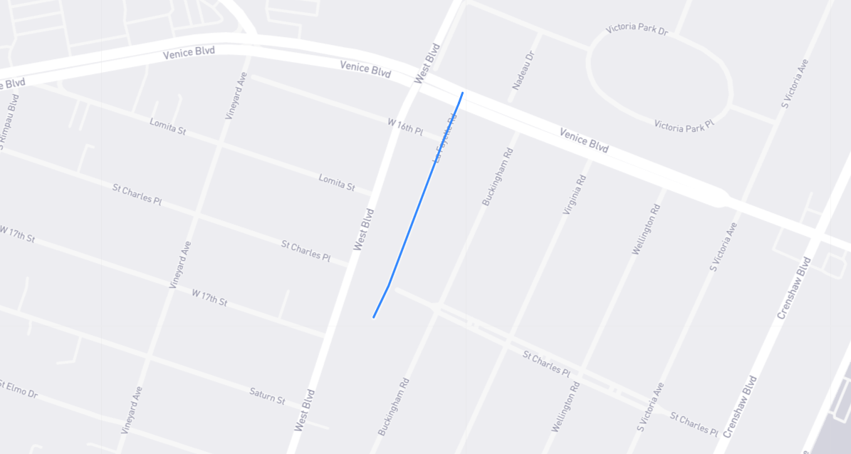 Map of La Fayette Road in Los Angeles County, California