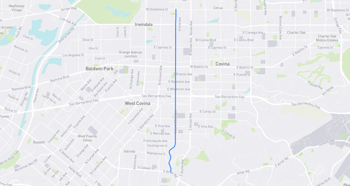 Map of Lark Ellen Avenue in Los Angeles County, California
