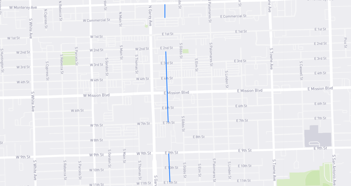 Map of Locust Street in Los Angeles County, California