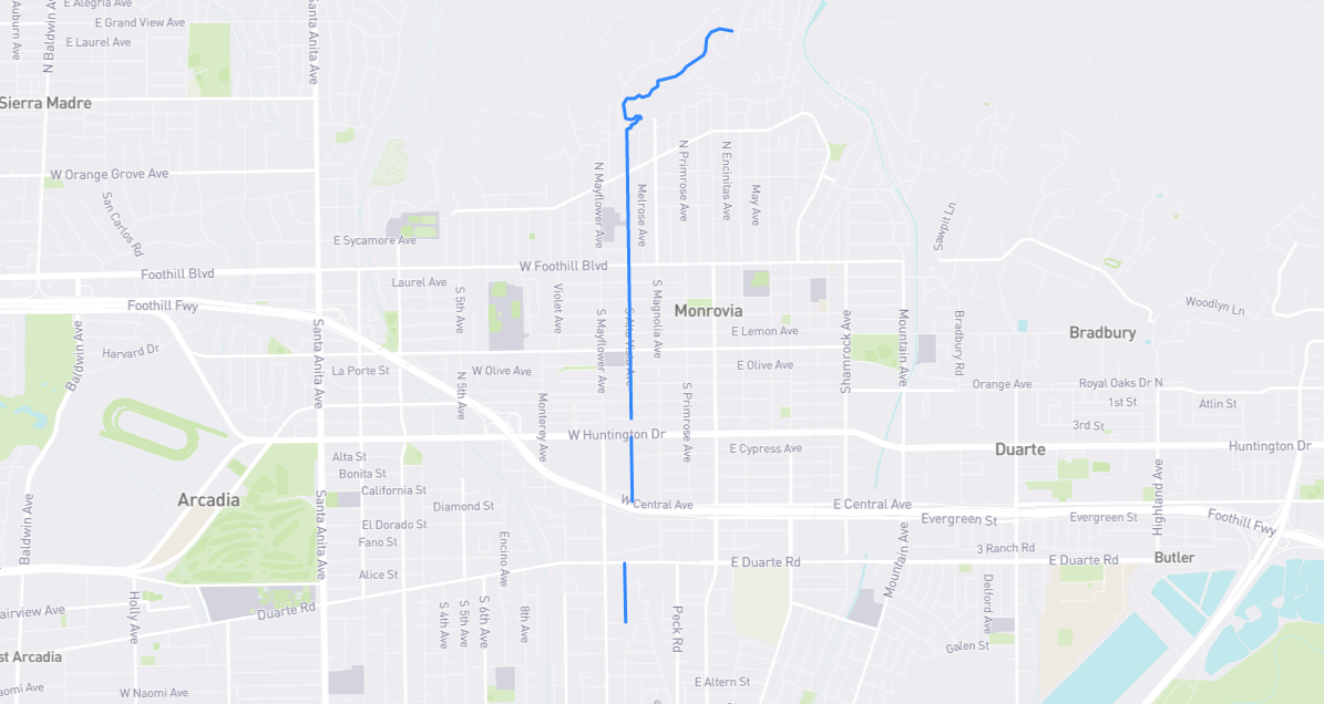 Map of North Alta Vista Avenue in Los Angeles County, California