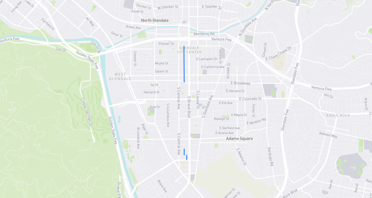 Map of Orange Street in Los Angeles County, California