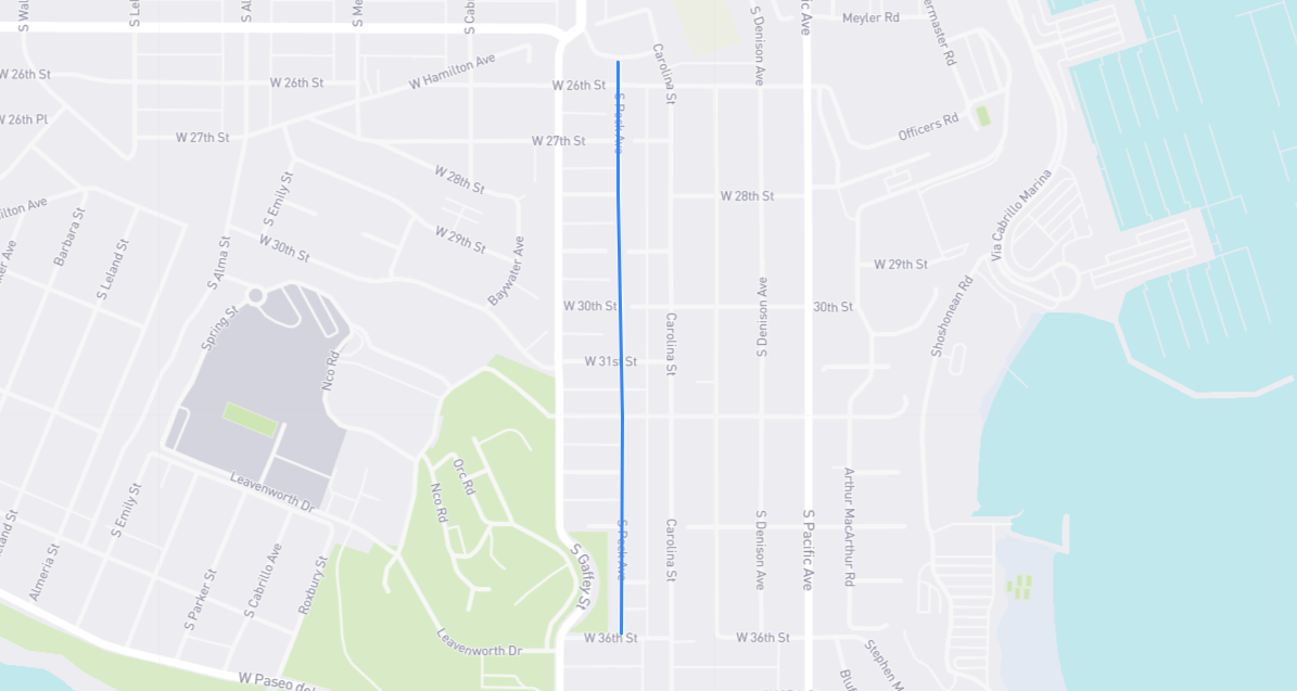 Map of Peck Avenue in Los Angeles County, California