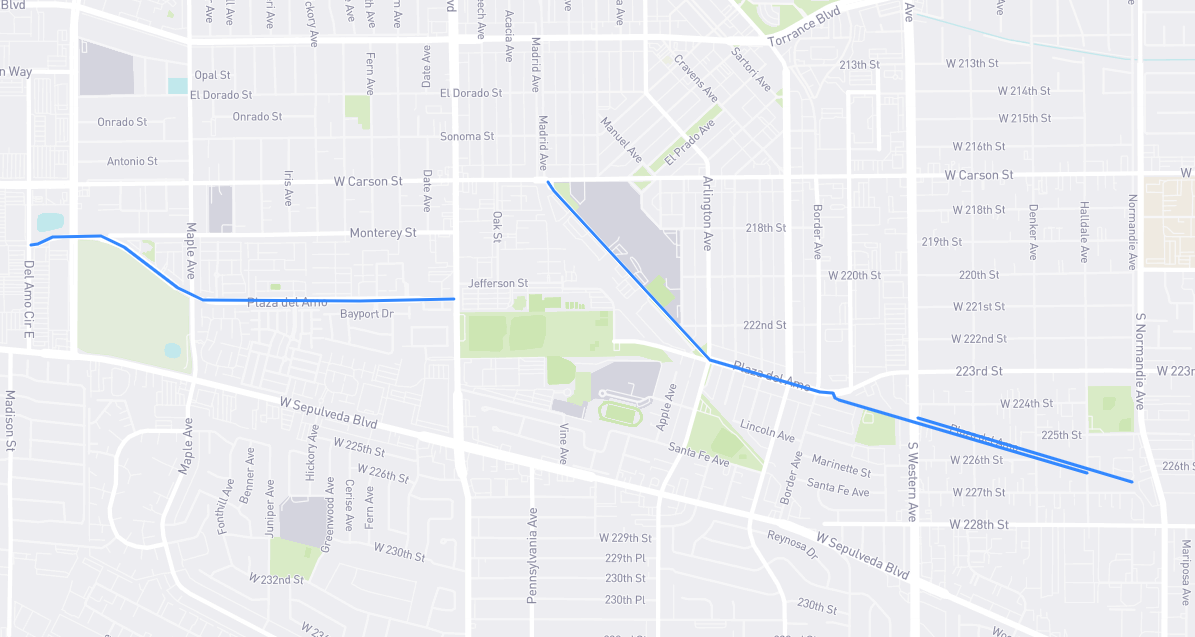 Map of Plaza Del Amo in Los Angeles County, California