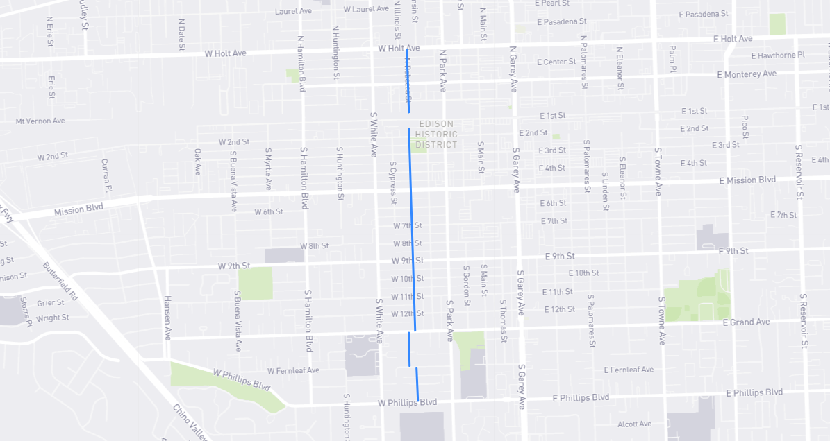 Map of Rebecca Street in Los Angeles County, California