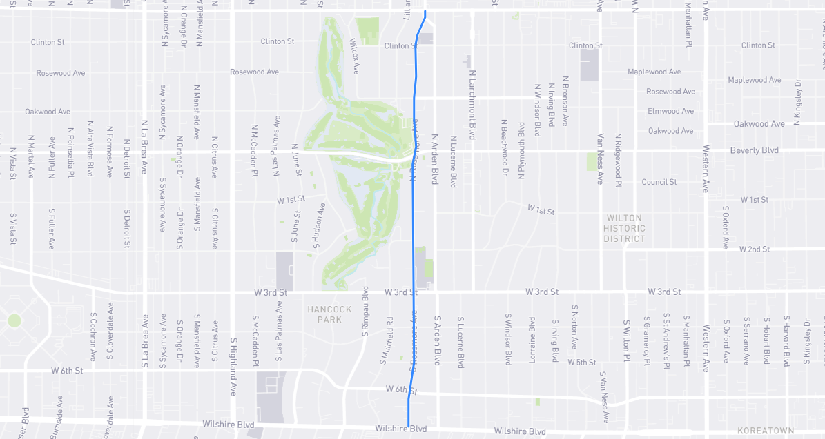 Map of Rossmore Avenue in Los Angeles County, California