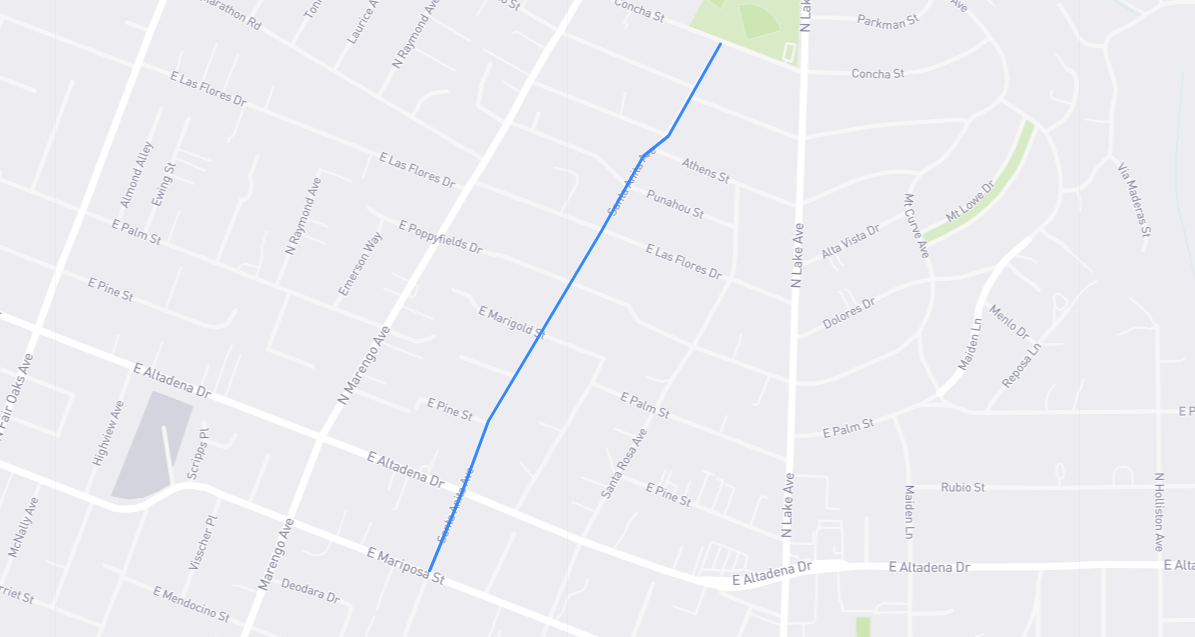Map of Santa Anita Avenue in Los Angeles County, California