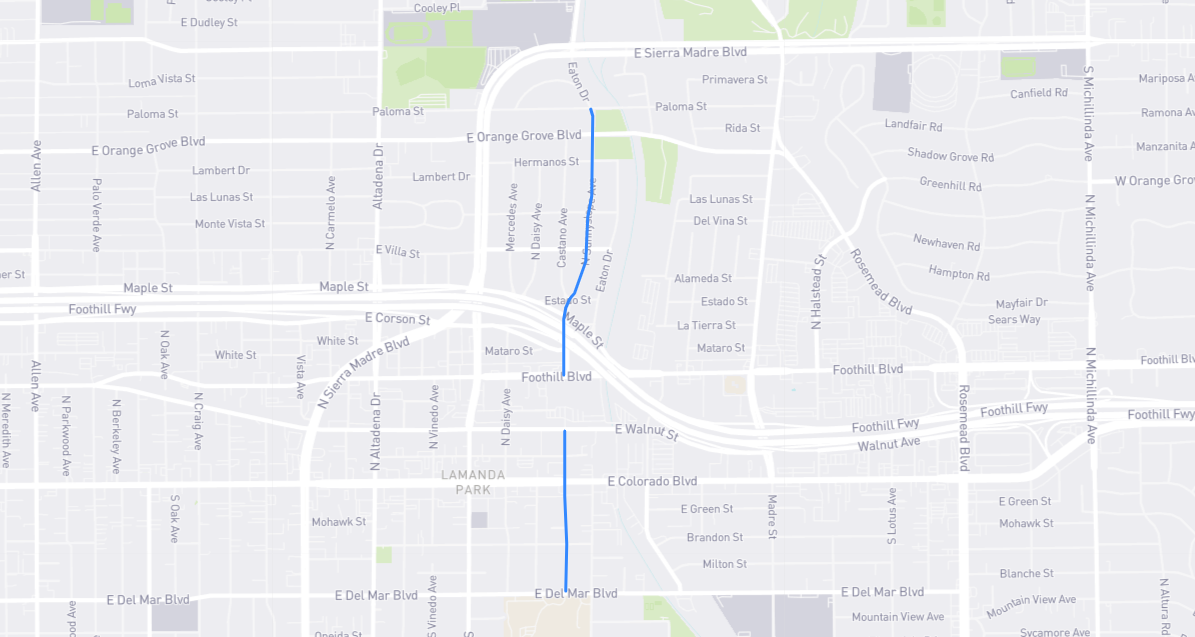 Map of Sunnyslope Avenue in Los Angeles County, California
