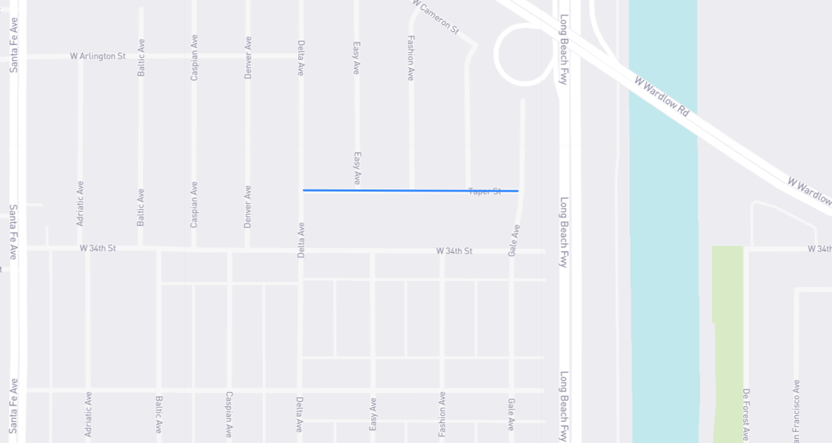 Map of Taper Street in Los Angeles County, California