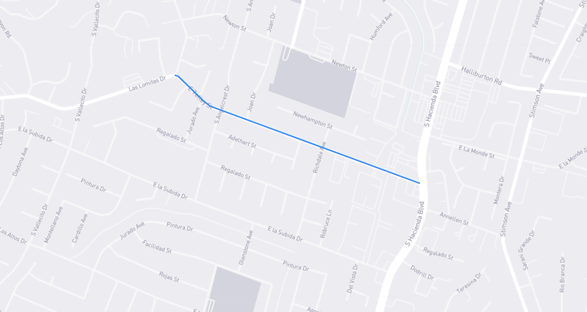 Map of Tetley Street in Los Angeles County, California
