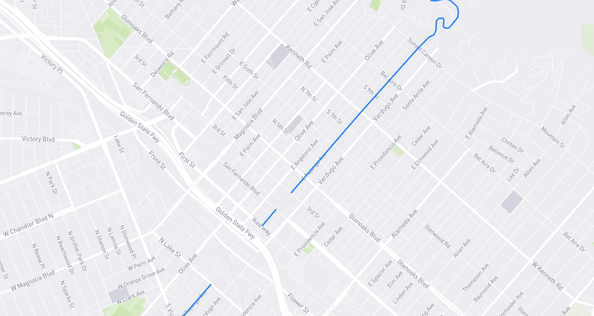 Map of Tujunga Avenue in Los Angeles County, California