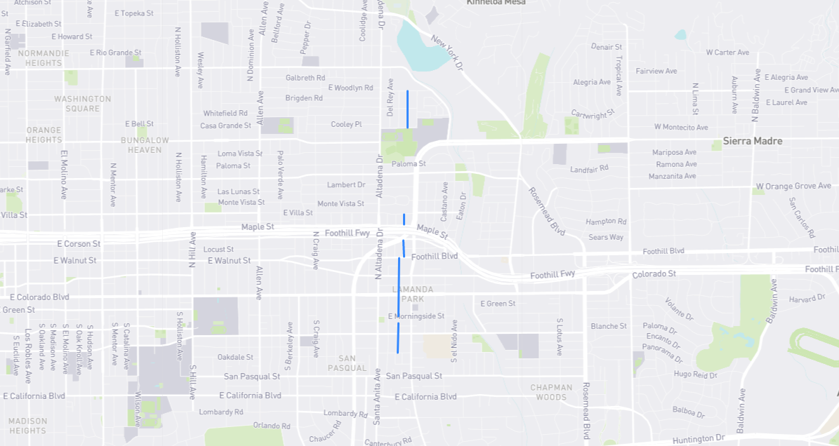 Map of Vinedo Avenue in Los Angeles County, California