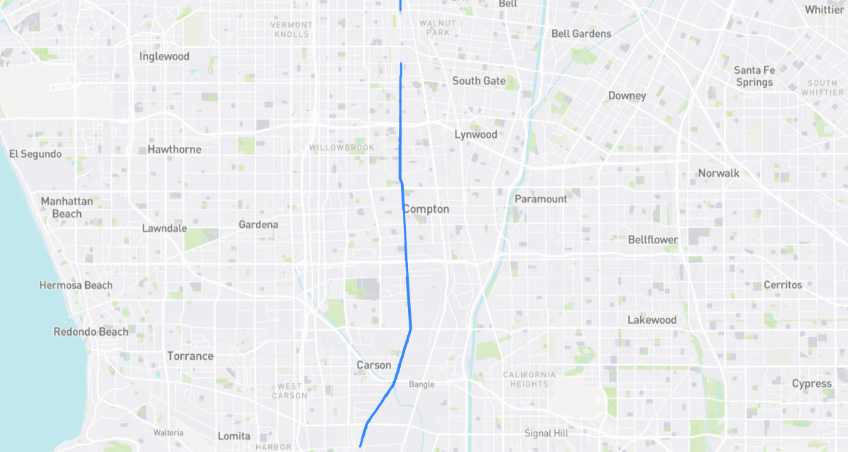 Map of Wilmington Avenue in Los Angeles County, California