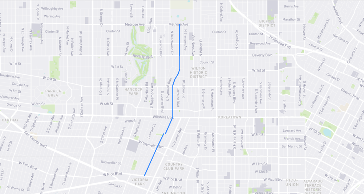 Map of Windsor Boulevard in Los Angeles County, California