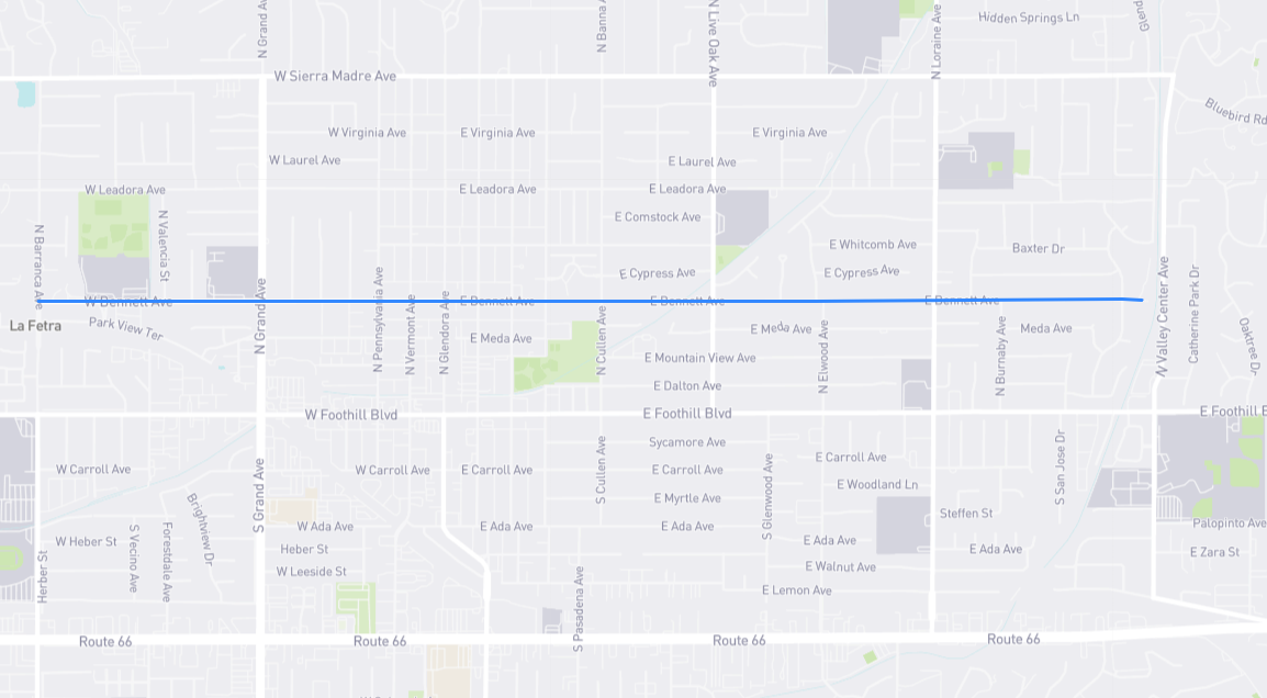 Map of Bennett Avenue in Los Angeles County, California