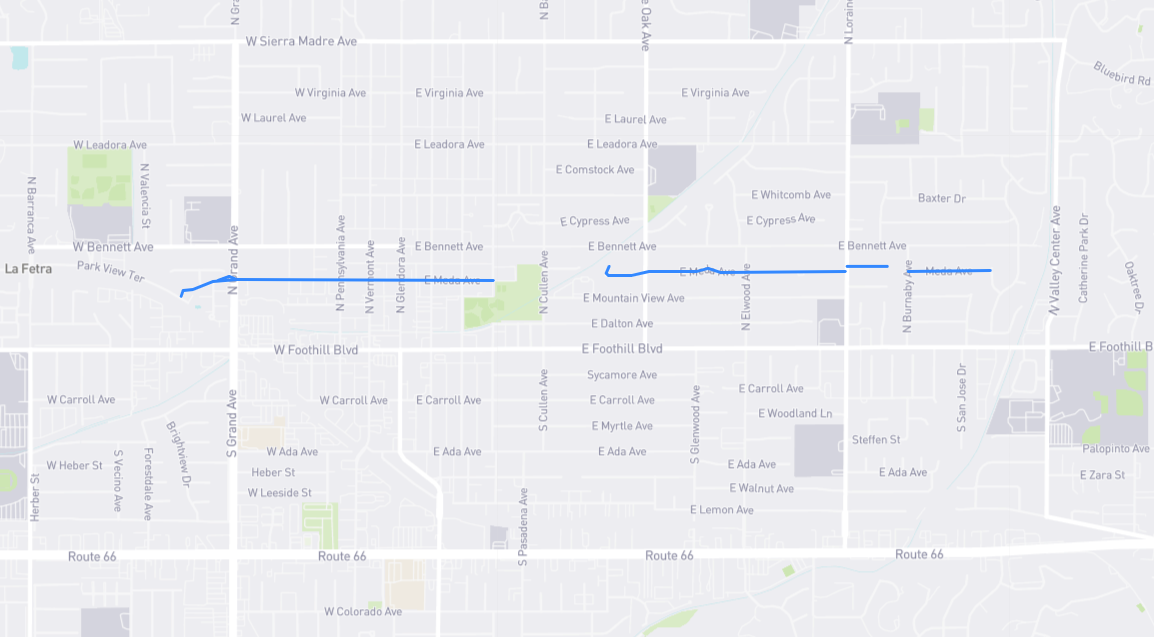 Map of Meda Avenue in Los Angeles County, California
