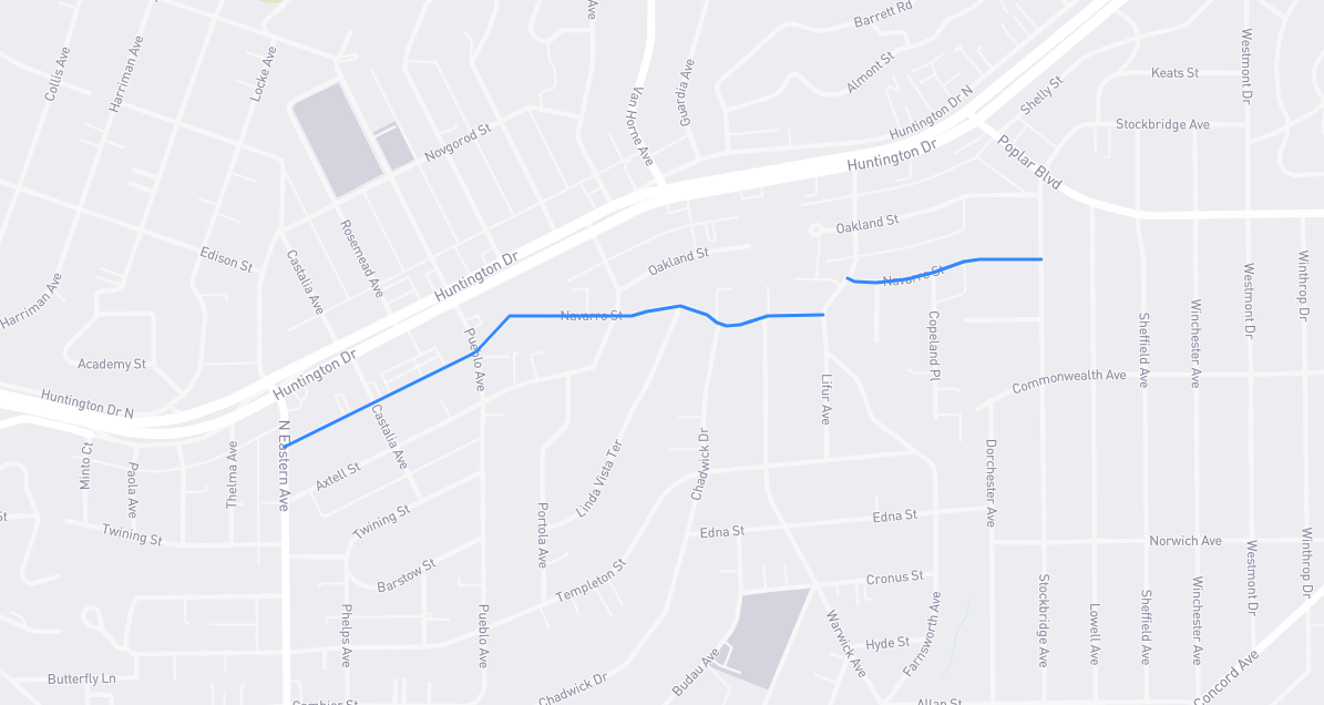 Map of Navarro Street in Los Angeles County, California