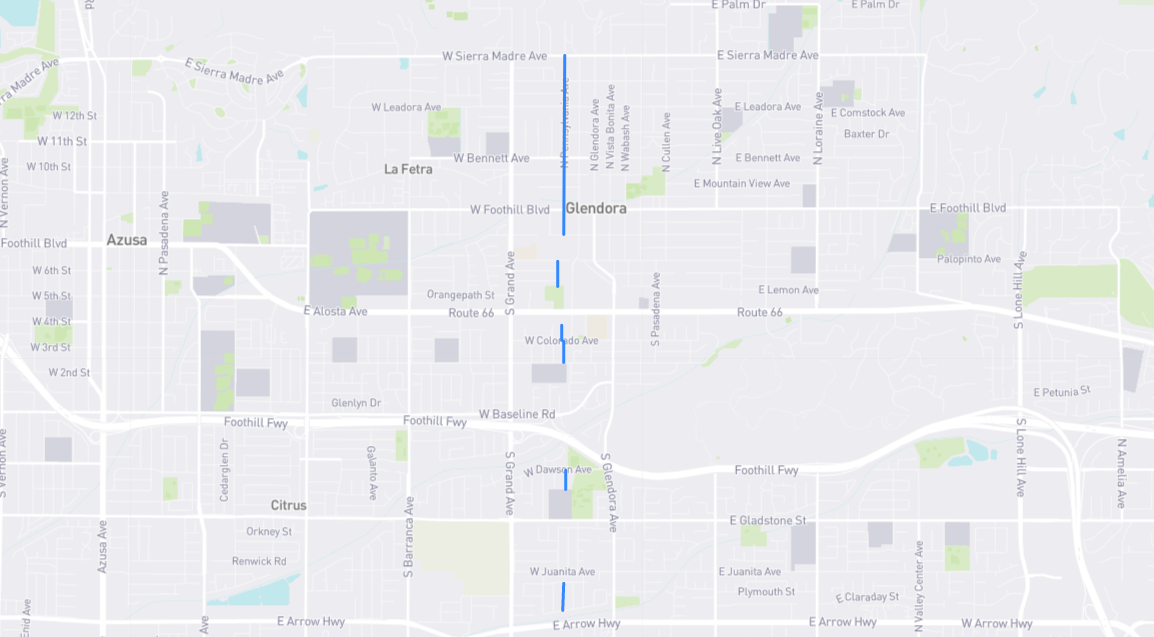 Map of Pennsylvania Avenue in Los Angeles County, California
