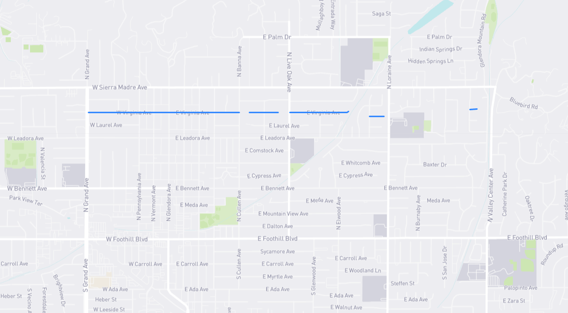 Map of Virginia Avenue in Los Angeles County, California
